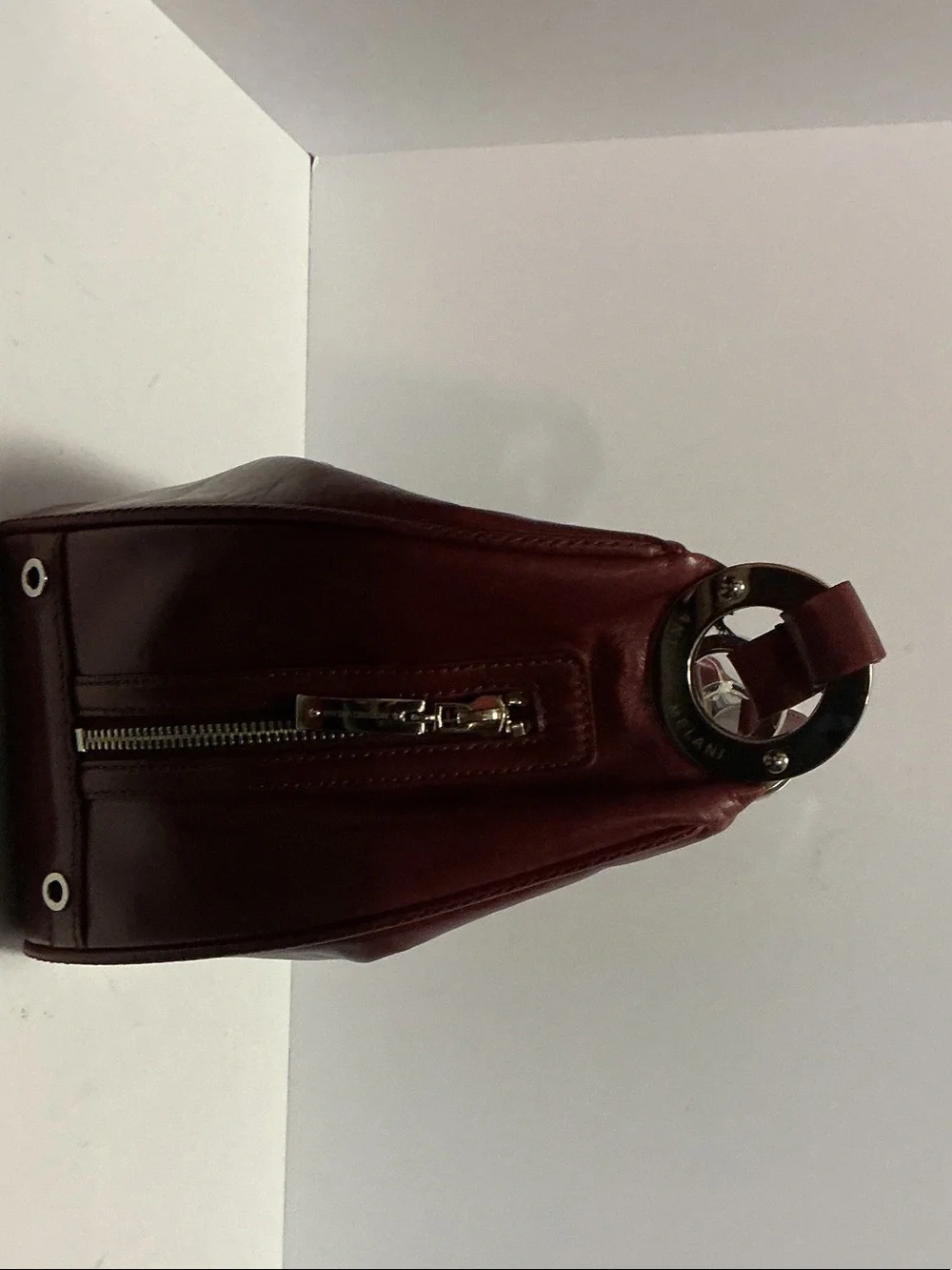 ANTONIO MELANI Burgundy Leather Shoulder Hobo